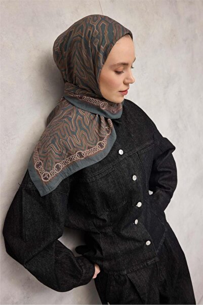 Silk Home وشاح فيسكوز فيلورا بنمط سلسلة للفصول الأربعة باللون الأخضر البترولي...