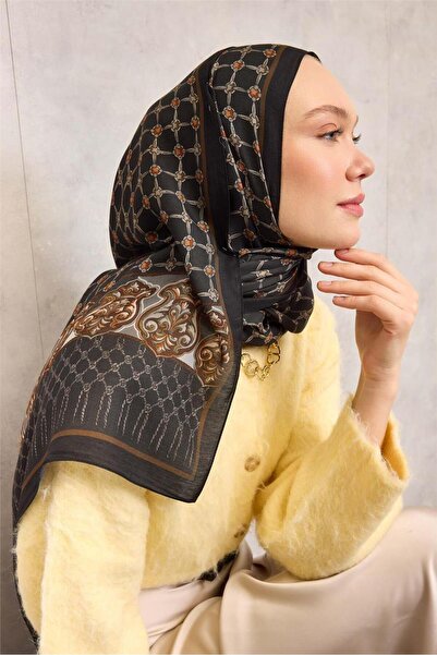 Silk Home Floş Βιολογικό Σάλι Βισκόζης Μοτίβο Σχοινί Μαύρο 195x75