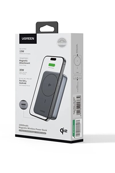 Ugreen MagSafe Magnetic Power Bank - 10000mAh QI2 Portable Charger with 30W F...