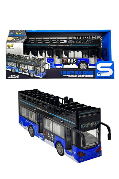 SCOWETTO 1:16 Scale Double-Decker City Bus Toy with Lights and Sound