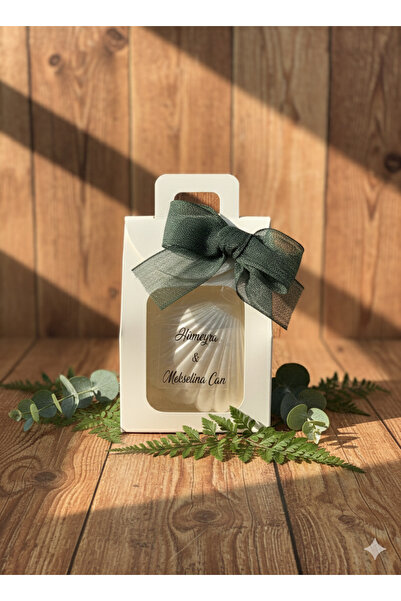 Neşeli Atölyem شمعة محار في كيس من الورق المقوى الأبيض هدية خطوبة وولادة 5 قطع