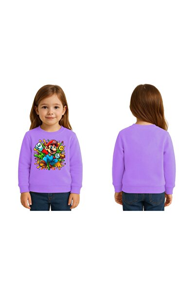 SEDİRLİ Unisex Super Mario Printed Children's Sweatshirt 3 Thread Raised