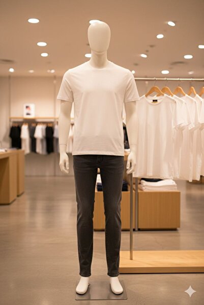 MODA Slim Fit Dar Kesim %100 Pamuk Yumuşak Dokulu Siyah Bisiklet Yaka Tişört