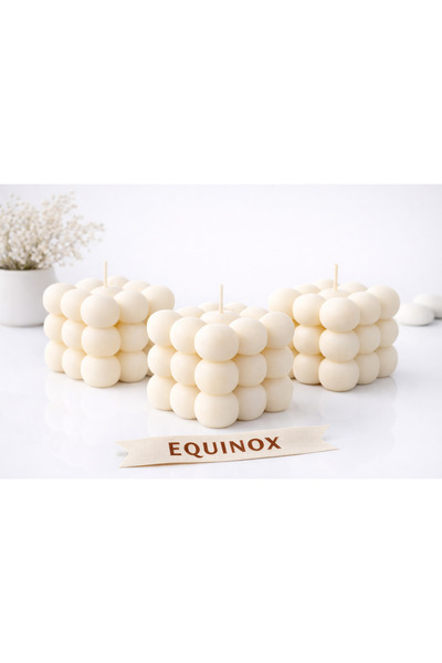 EQUINOX MUM EQUINOX Büyük Bubble Mum Seti | Dekoratif Küp Mum | 3’lü Büyük Set