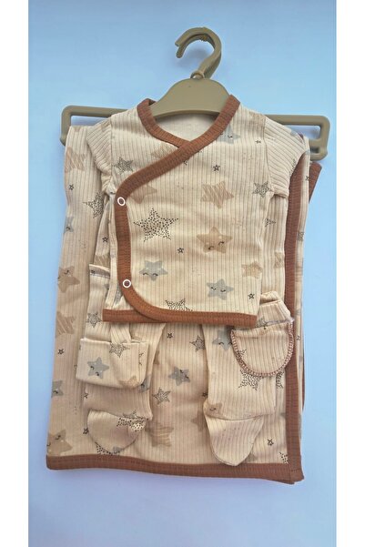 Bilge Trend Star Patterned Baby Boy Newborn 7-Piece Cotton Combed Cotton Hosp...