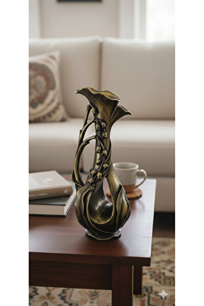 Dekoromi Dekoratif Gül Motifli Lüks Şamdan ve Mumluk (34x14cm) Ev ve Ofis Dek...