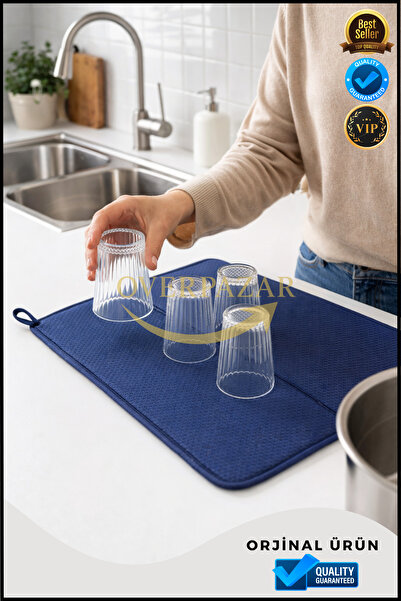 Overpet Bulaşık Kurutma Matı – Emici, Kaymaz ve Tezgâh Üstü Pratik Kurutma Ör...