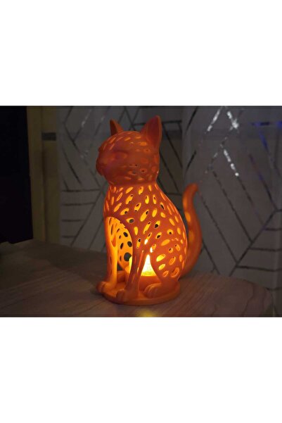 KOÇER AWM Kedi Figürlü Tea Light Masa Üstü Gece Lambası