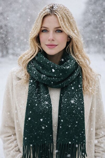 stravis Tasseled green pashmina shawl