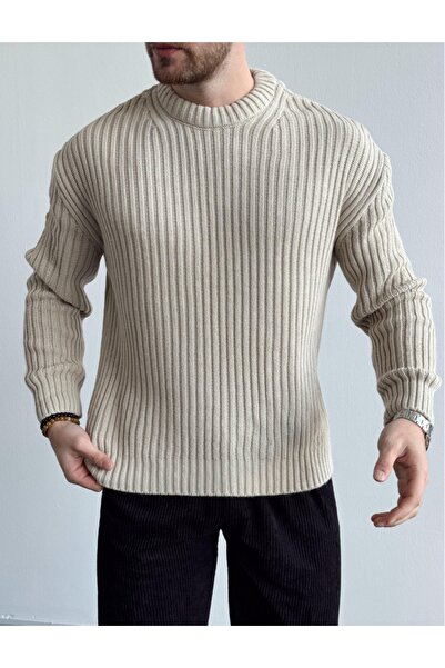 EAS GİYİM Ribbed Knitted Oversize Sweater
