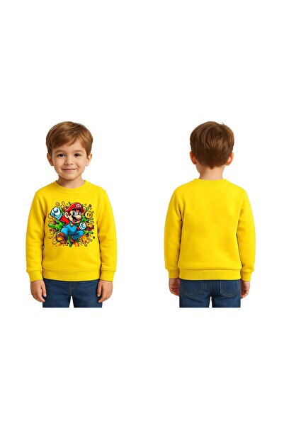 SEDİRLİ Unisex Super Mario cu imprimeu pentru copii Swae tricou 3 fire cu bor...