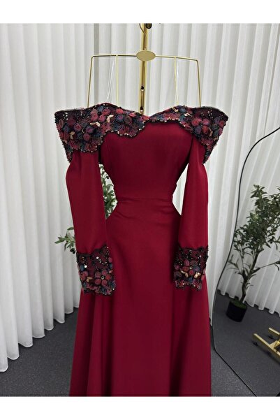 Boutique 219 فستان طويل تفته أحمر عنابي
