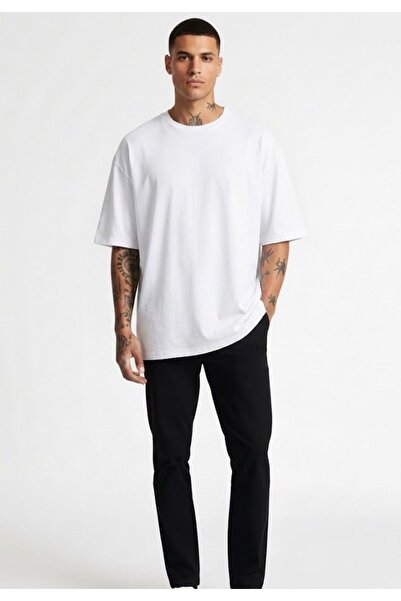 crestwear Unisex Oversize Geniş Kesim %100 Pamuk Basic Bisiklet Yaka Tişört