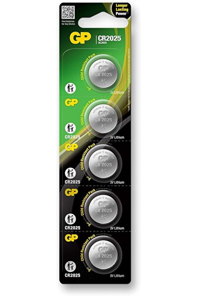 GP BATTERY CR2025 Lithium Coin And Button Non Rechargeable Battery 5 Pieces