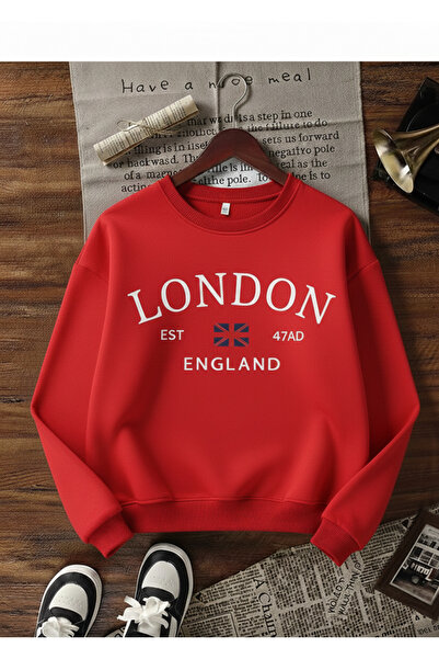 Mayer Butik Unisex Women/Men London Printed Crew Neck Oversized Sweatshirt