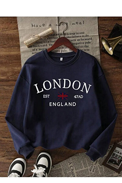 Mayer Butik Unisex Women/Men London Printed Crew Neck Oversized Sweatshirt