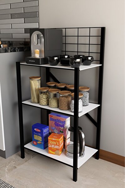 steel desing 3 Katlı Metal Mutfak Rafı | Kahve Köşesi Organizer Stand, Tezgah...