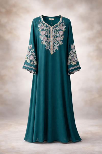 UD Luxurious embroidered women's jalabiya – lightweight fabric with elegant p...