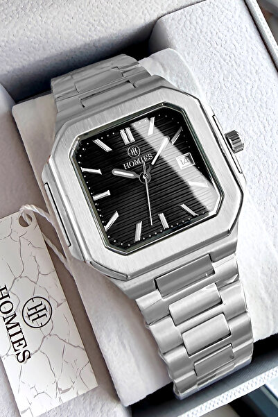 Homies Original Gift Men's Watch with Calendar Silver Color Steel Band 3 Atm ...