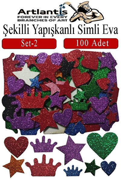 Artlantis Şekilli Simli Eva Yapışkanlı Set 2 100 lü 1 Paket Kendinden Yapışka...