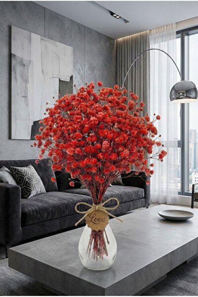 FLEX COMPANY 🌹 Kırmızı Cipso Çiçek – Cam Vazoda Şık Dekoratif Aranjman 🌹