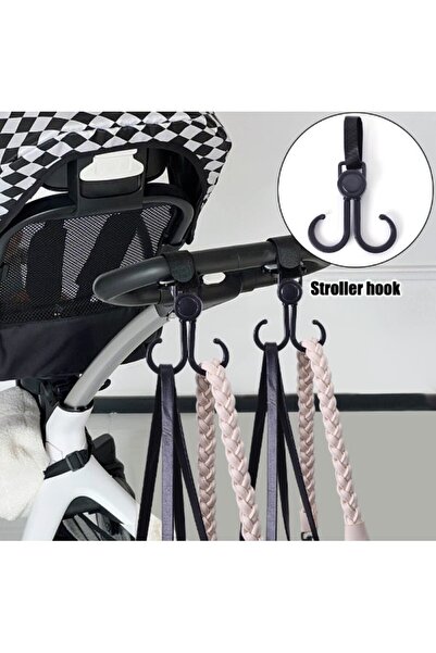 Brentino Portatif Taşıma Kancası 2’li Set Döner Kanca Velcro Bantlı Bebek Ara...