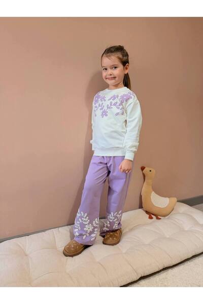 ARBİ kids Costum pentru fetiță, cu cu imprimeu detalii, cu picioare largi, di...