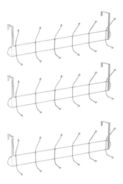 Generic 3 Piece Of Over Door 6 Hooks Coat Hanger – Heavy Duty Chrome Hook Rac...