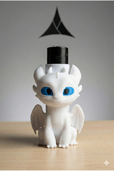 Store Clipper Çakmak Dişsiz Siyah & Işıksız Beyaz Ejderha Özel Tasarım