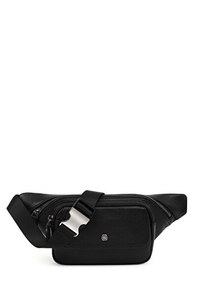 Derimod Men's Black Leather Mini Waist Bag 25Wbd3561Ft