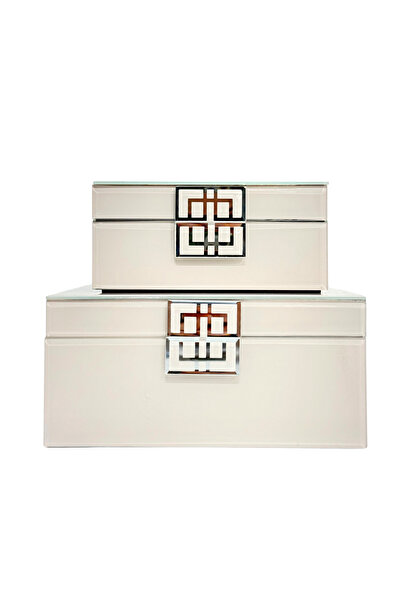 Lara Decor Libra Ekru Cam Kutu Seti