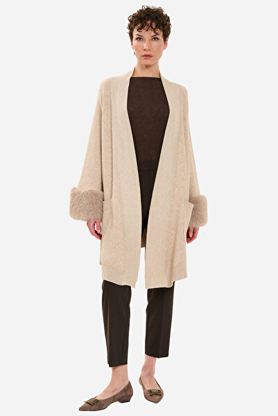 QUİZAS Fur Detailed Knitwear Cardigan