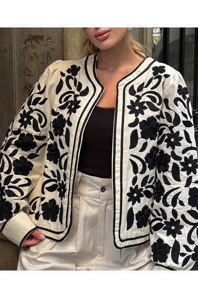 Burcia Floral Embroidered Women's Lined Jacket