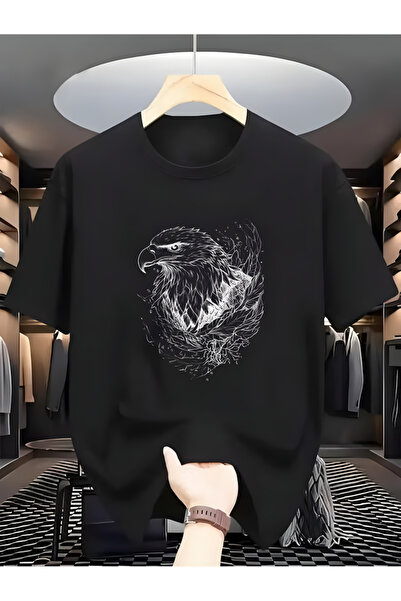 Printiva Zenrova Unisex Oversized Desert Eagle Printed Cotton Crew Neck Short...