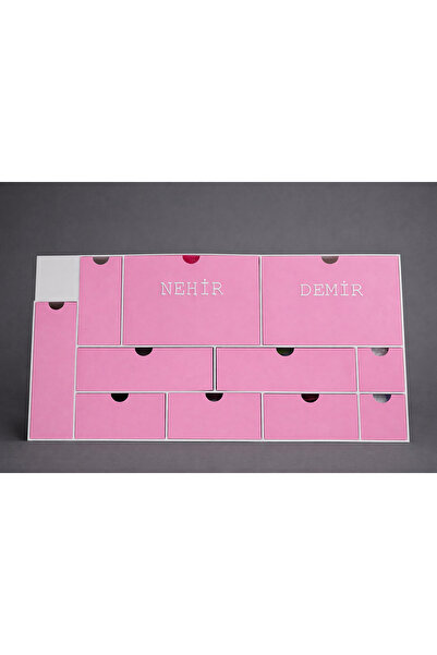 GenelTedarik 11 KUTUCUKLU İSME ÖZEL ADVENT CALENDAR PEMBE-BEYAZ (İÇİ BOŞ GÖND...