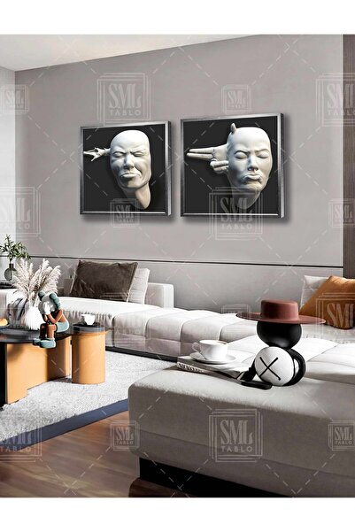 SML TABLO Black Plaster Sculpture Bust Emerging from the Wall Modern Decor Do...