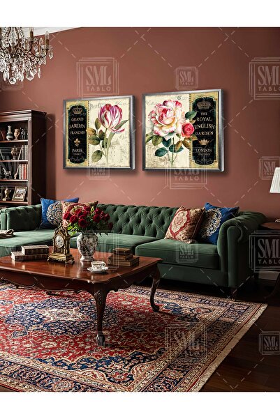 SML TABLO Pink Striped White Roses Variegated Rose Vintage Decor Double Squar...