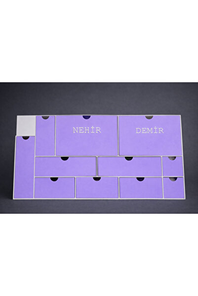 GenelTedarik 11KUTUCUKLU İSME ÖZEL ADVENT CALENDAR MOR-BEYAZ (İÇİ BOŞ GÖNDERİ...