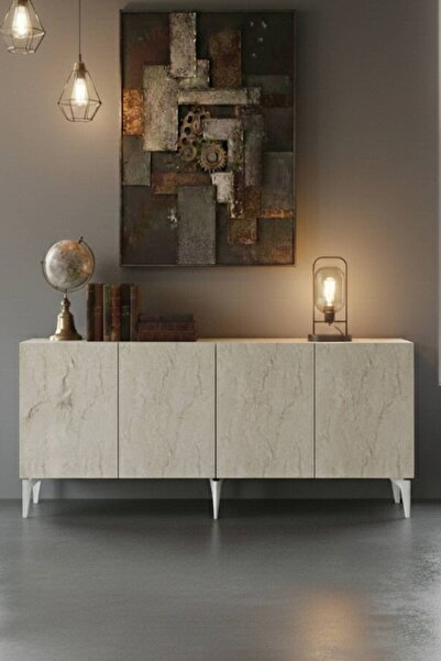 YUMEDİ DESİGN KA1809BT - GÜMÜŞ KONSOL ,TV SEHPASI , ÇOK AMAÇLI DOLAP, KAHVE K...