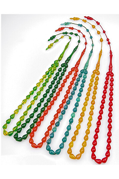 NAMAT Powder amber drop shaped prayerbead assorted 6 colours with malki tassel