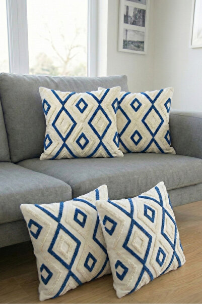 Hayal Dekoratif Punch Embroidery Pattern 3D Digital Printed Blue Color Embroi...