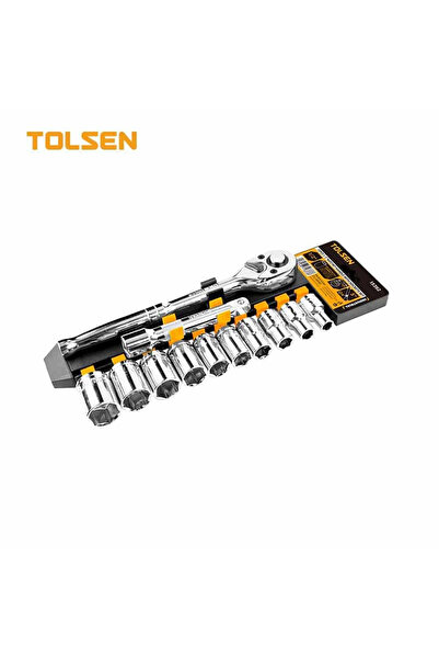 TOLSEN طقم حبات تولسن 12 قطعة (1/2 بوصة) مقاسات إنش SAE، مفتاح سيستم صناعي كر...