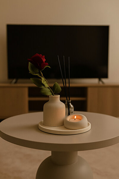 SZN HOME DESİGN Okyanus Oda Kokusu Fresh Pampas Mini Vazo Sunum Altlığı Mumlu...