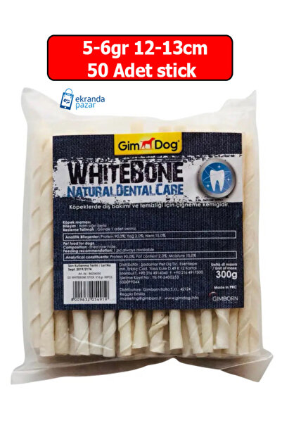 Gimdog beyaz burgu çubuk 50adet 5-6gr 12-13cm yetişkin yavru yenilebilir köpe...