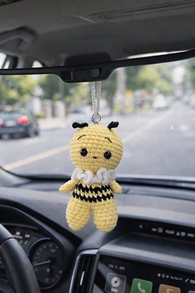LUXIC CORE Handmade Amigurumi Bee Keychain |   Car Rearview Mirror Ornament, ...