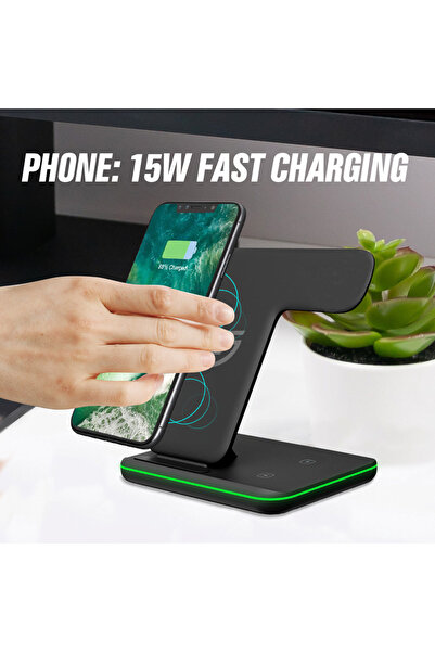 STK Căști Statie Incarcare Wireless 3-în-1 Fuel Trio - 15W, pentru smartphone...