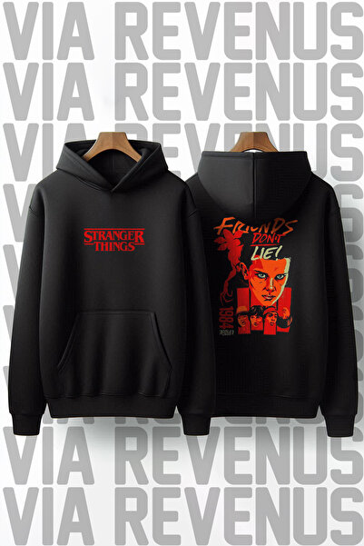 Vordevia Stranger Things Friends Printed Unisex Oversized Hooded Sweatshirt S...