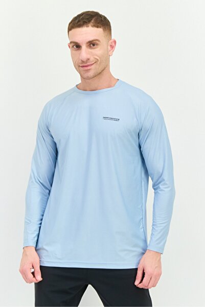 The Giving Movement Men Round Neck Textured Long Sleeve T Shirt, Light Blue