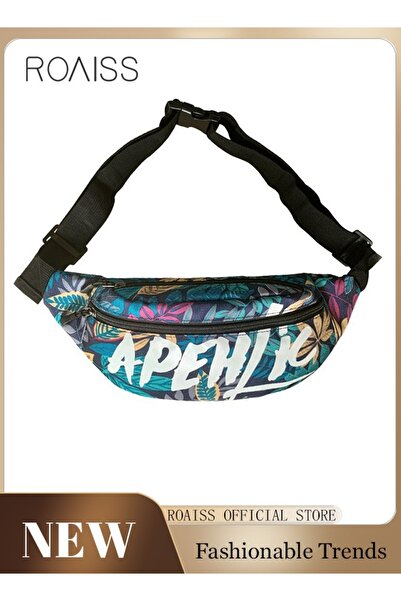 ROAISS حقيبة كروسبودي أنيقة بنقشة أوراق الشجر والزهور، متعددة الألوان، للجنسين