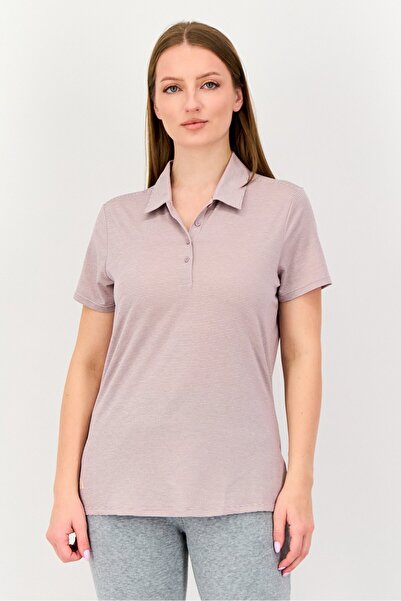 adidas Women Sportswear Fit Short Sleeve Outdoor Polo Shirt, Mauve